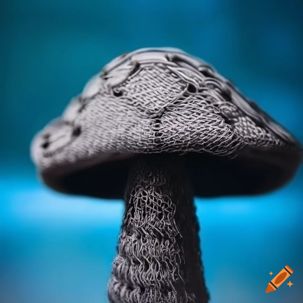 chain mail mushroom on silk fabric