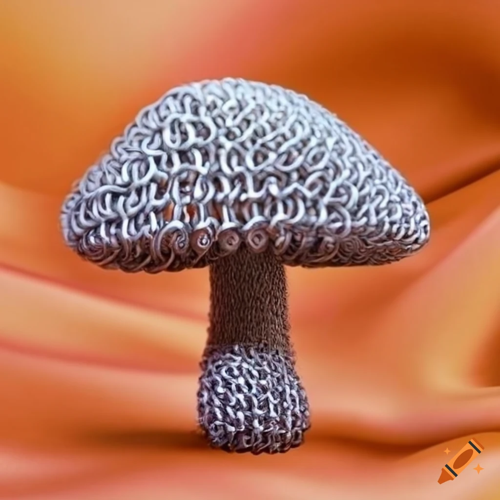 chain mail mushroom on silk fabric