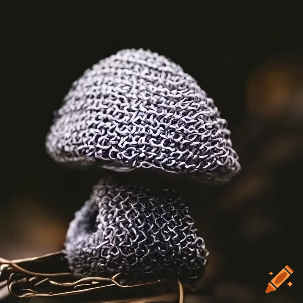 chain mail mushroom on silk background