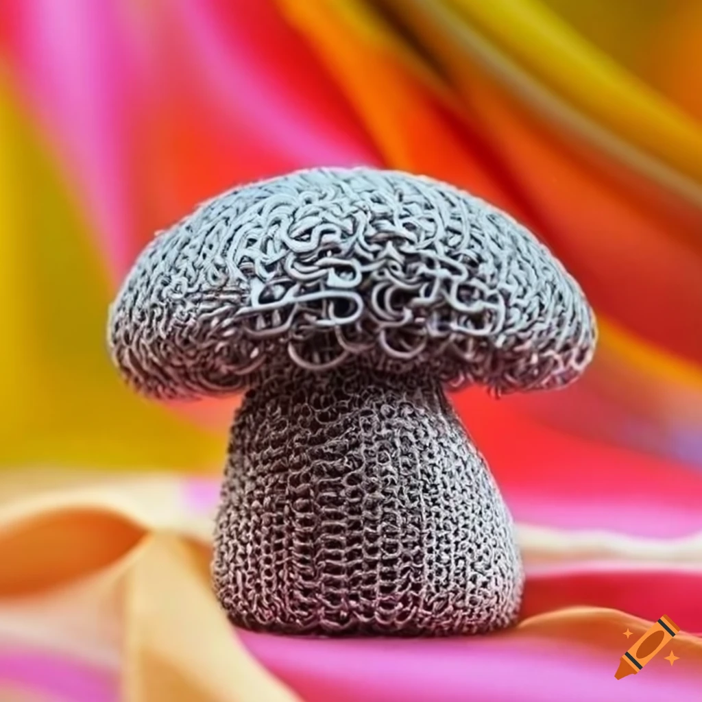 chain mail mushroom on silk fabric