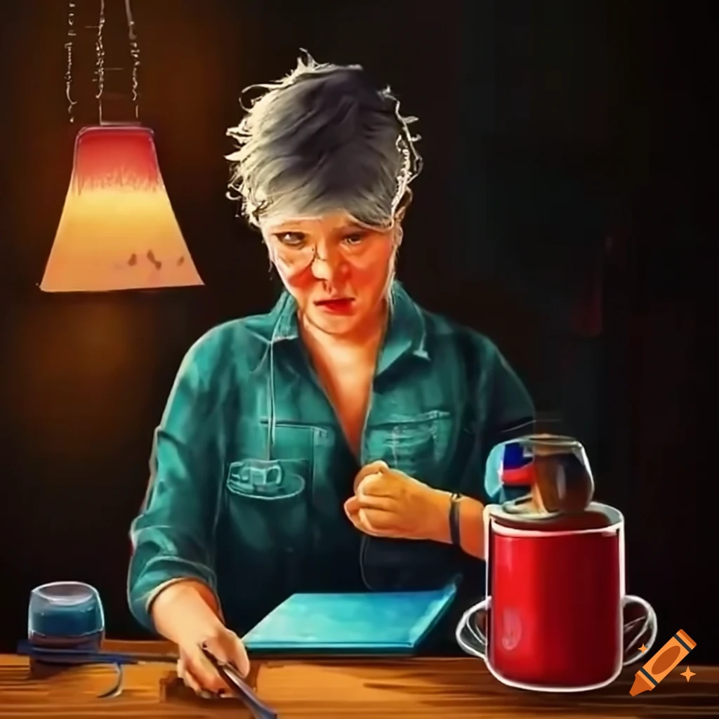 woman crafting with printer, heat press, and tumbler