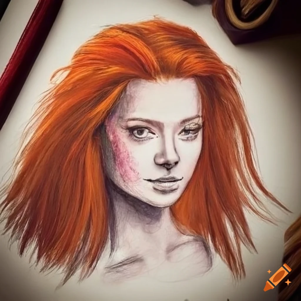 Woman with long red hair on Craiyon