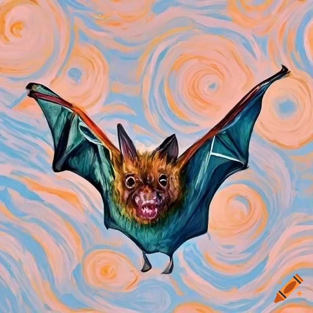 van Gogh style painting of a northern long eared bat