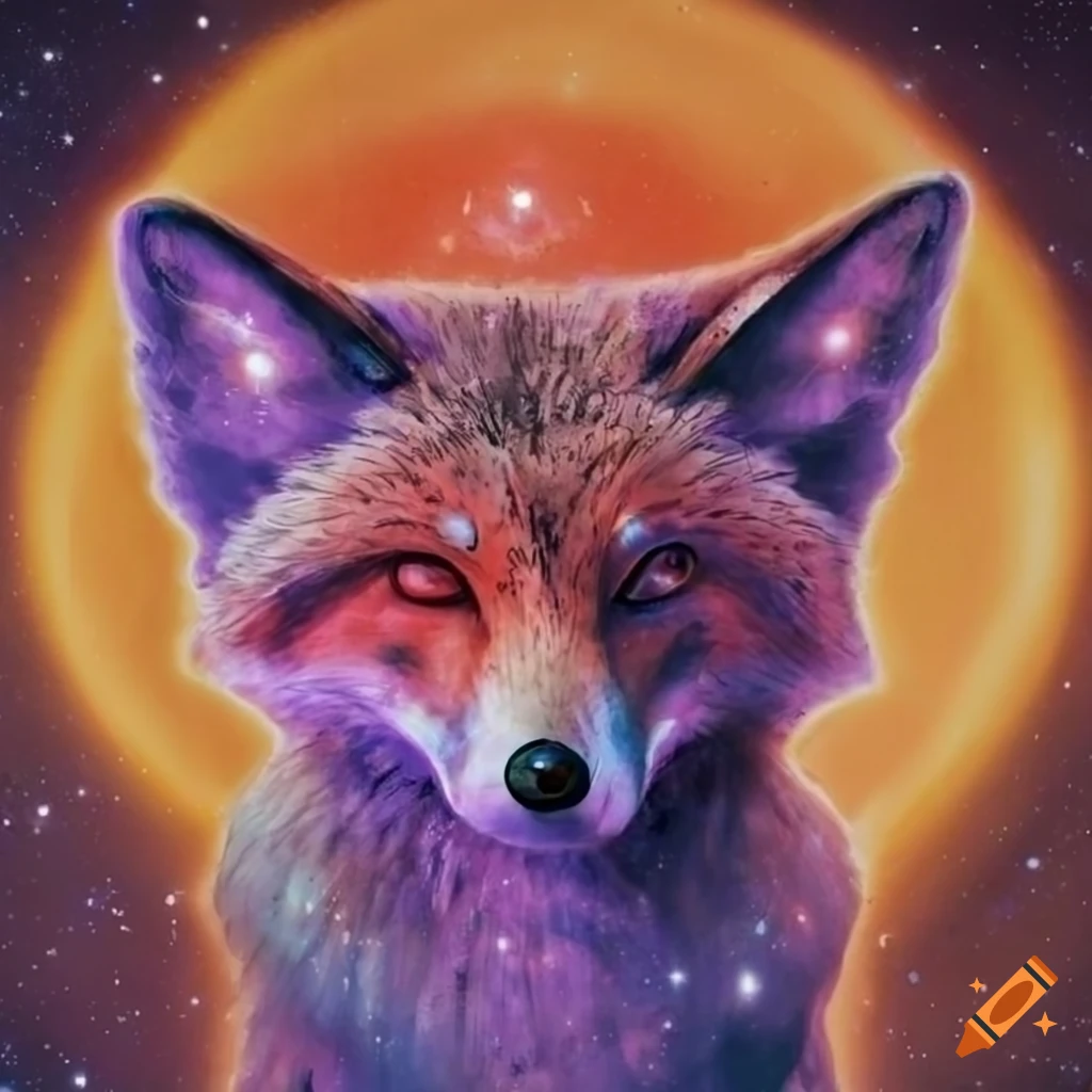 digital art of a cosmic fox in space