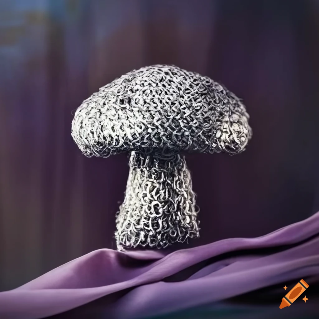 chain mail mushroom on silk fabric