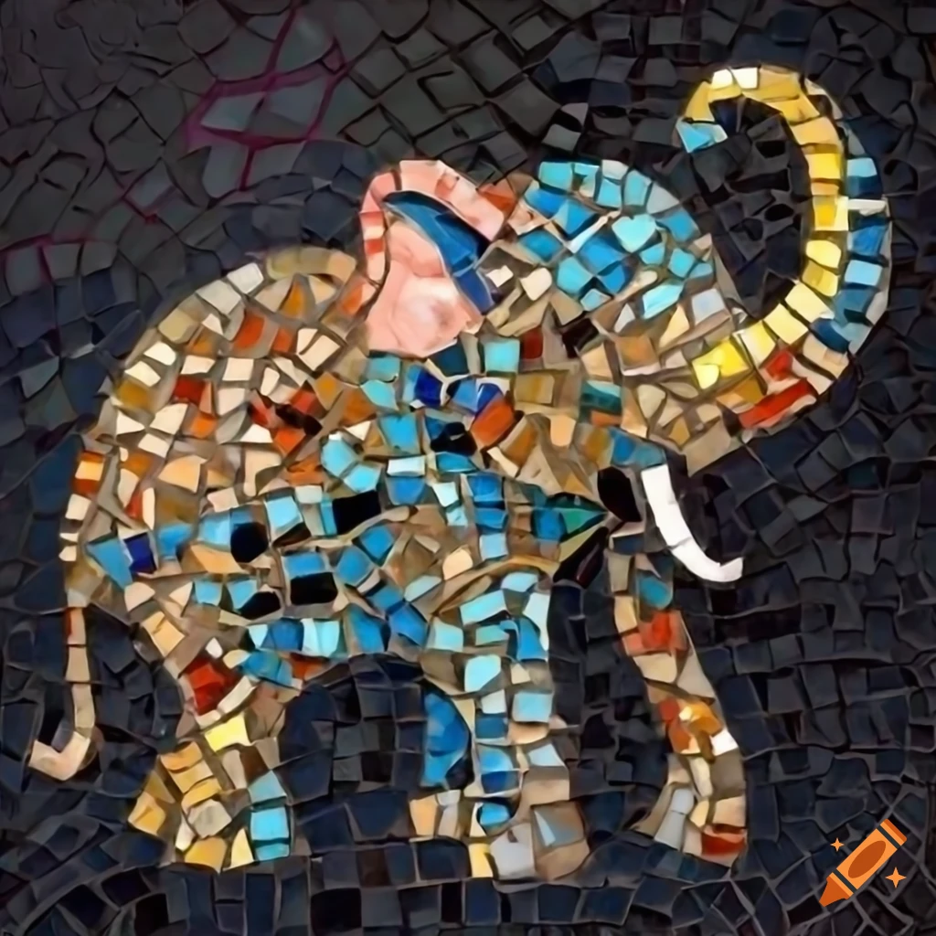mosaic art of an elephant