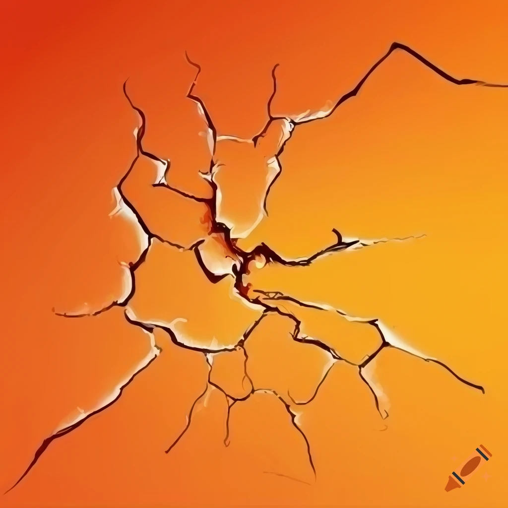 Abstract orange and white crack illustration