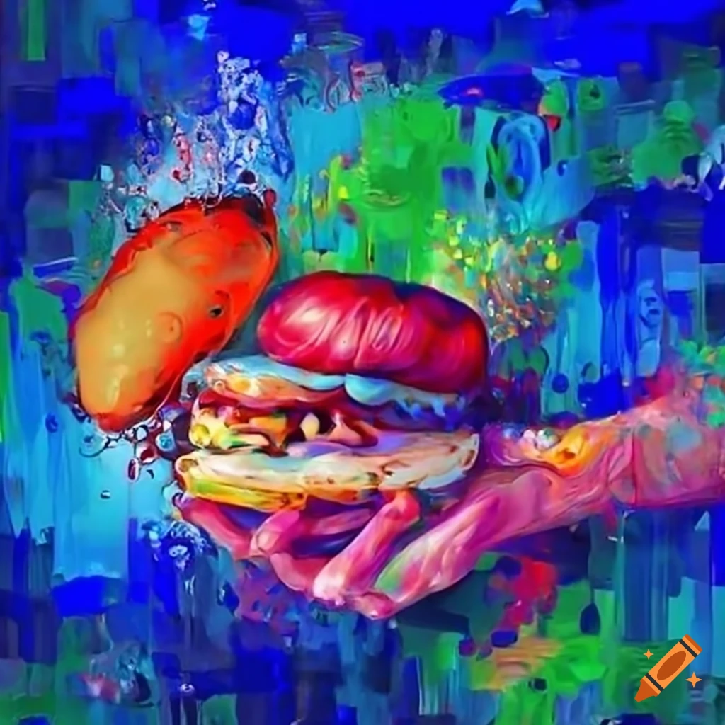 Impression photo avec l'œuvre « lampe à hamburger » de l'artiste agarimoart