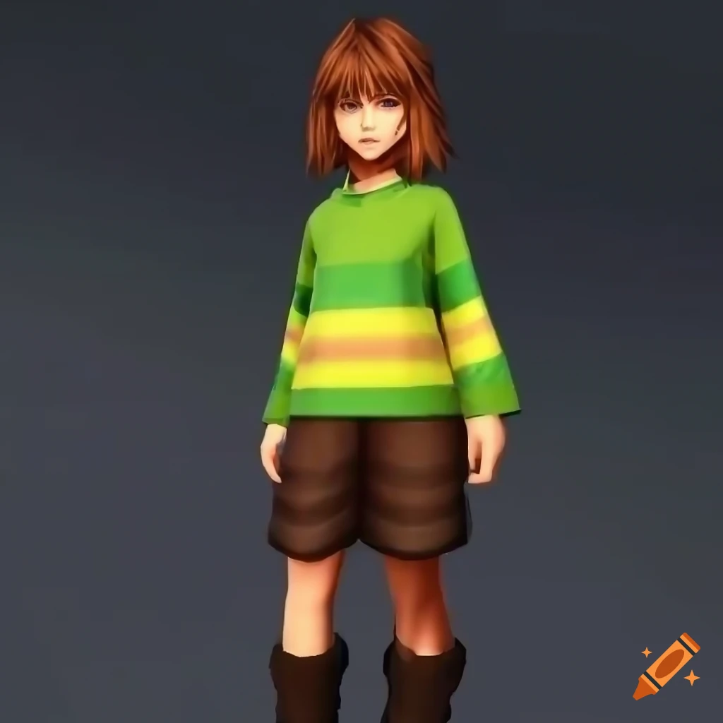 Digital artwork of older chara from undertale in kingdom hearts style