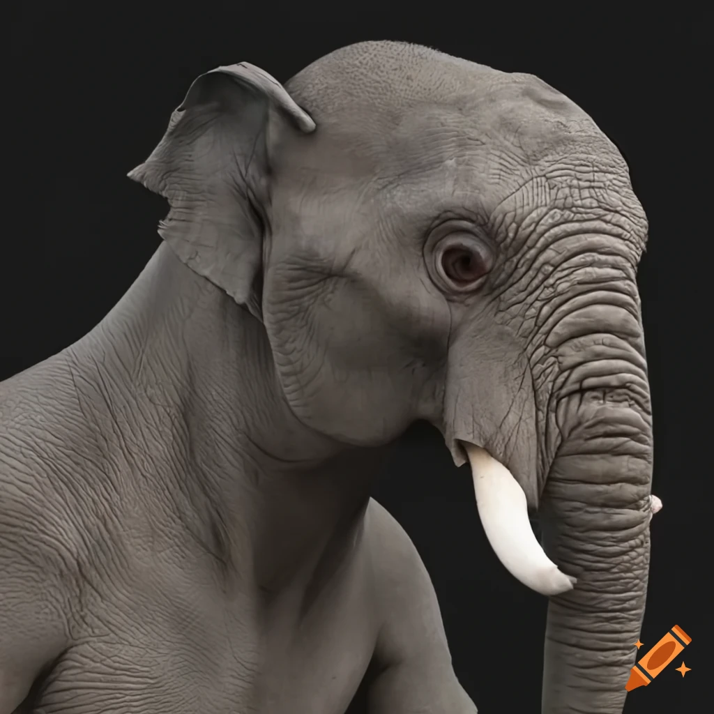 Fantasy artwork of an elephant-human hybrid on Craiyon