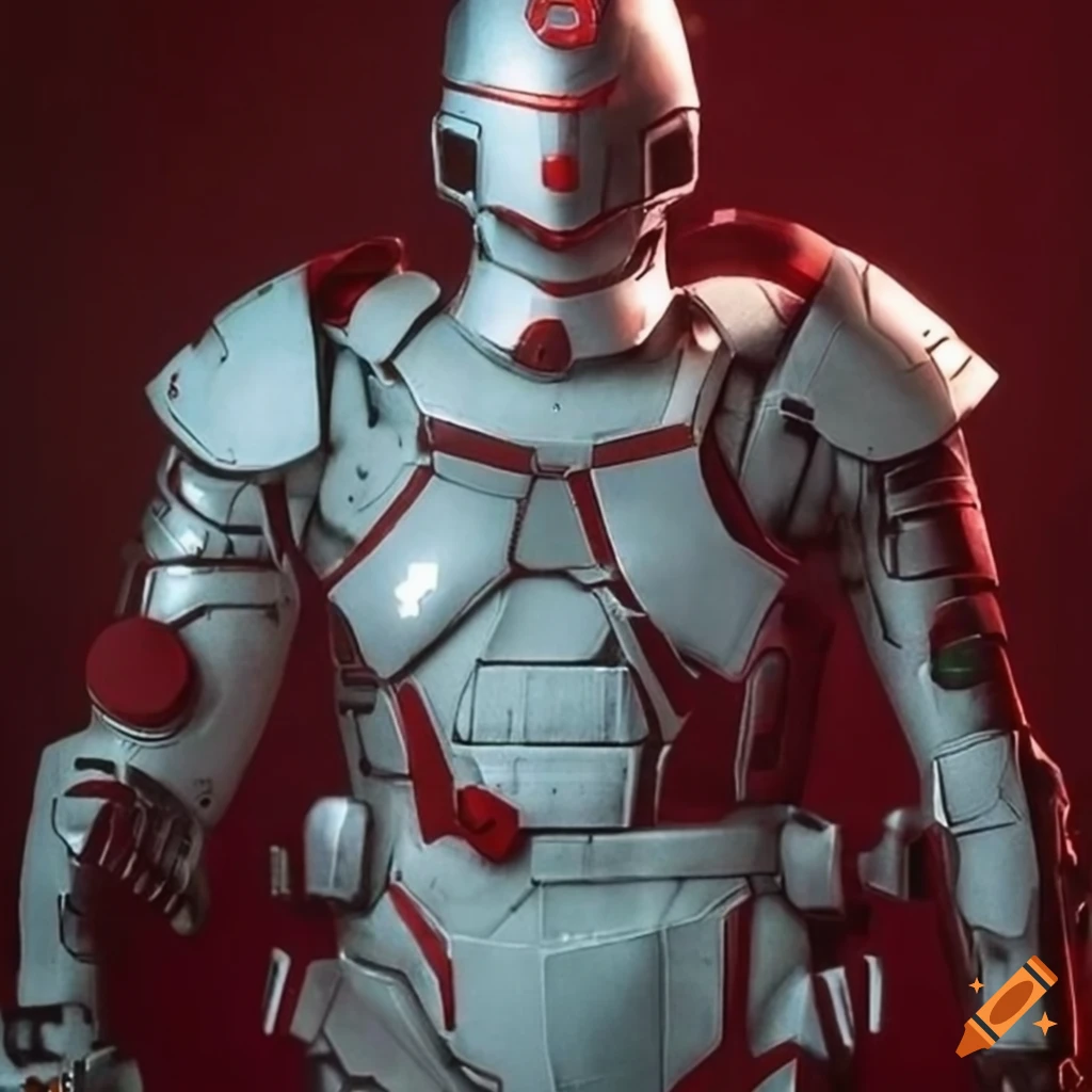 futuristic super soldier in white armor