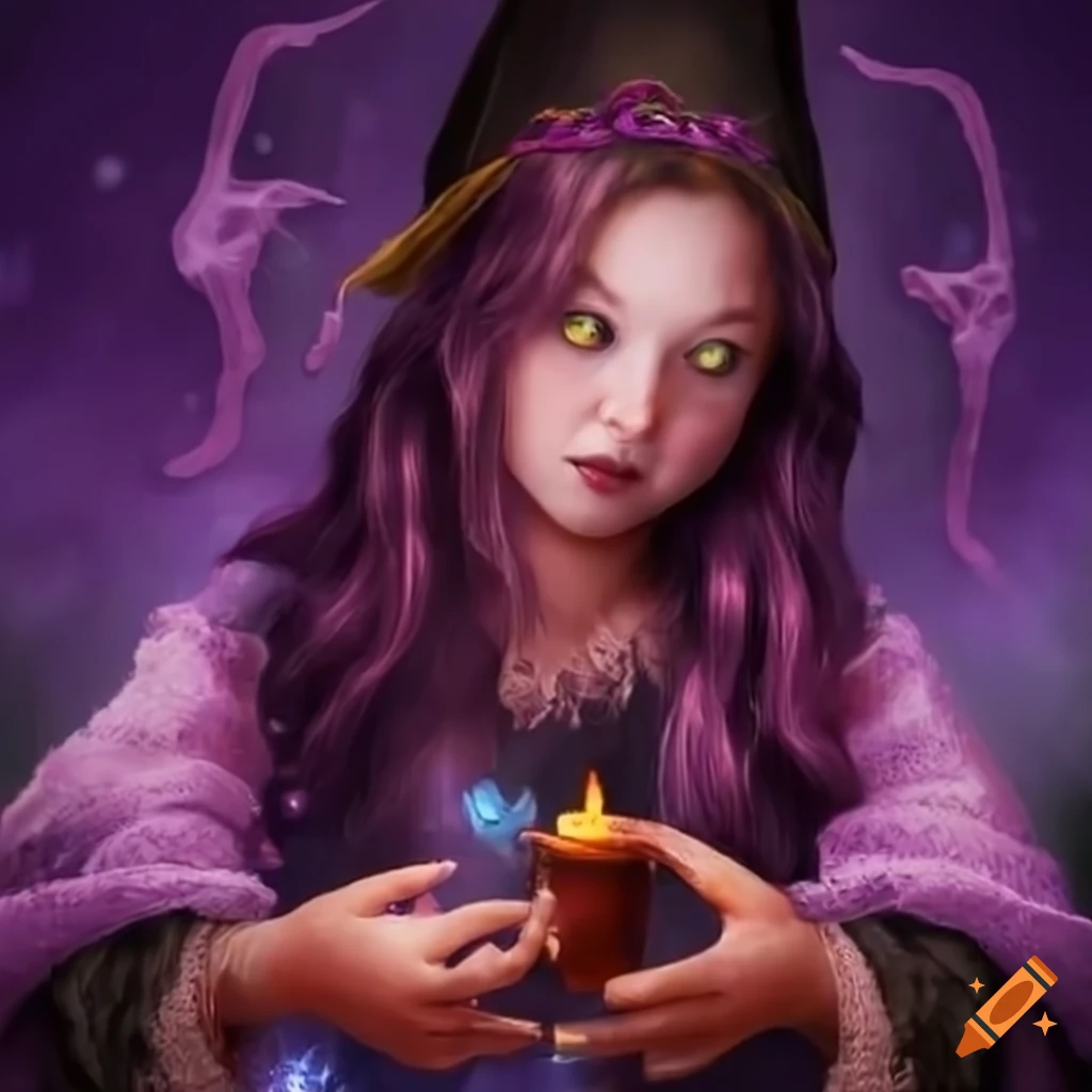  Image of a young witch brewing a potion on Craiyon
