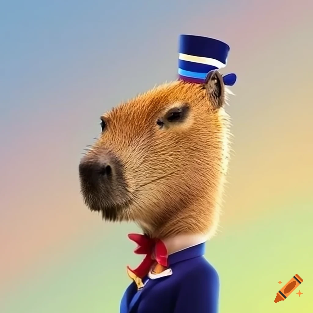funny capybara dressed as a flight attendant