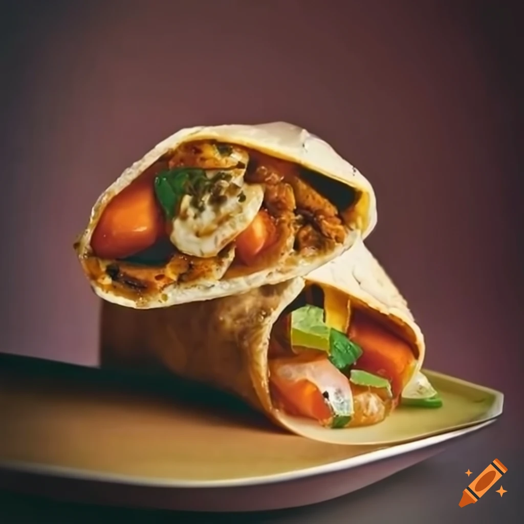 mouthwatering paneer kathi roll with vegetables and sauce