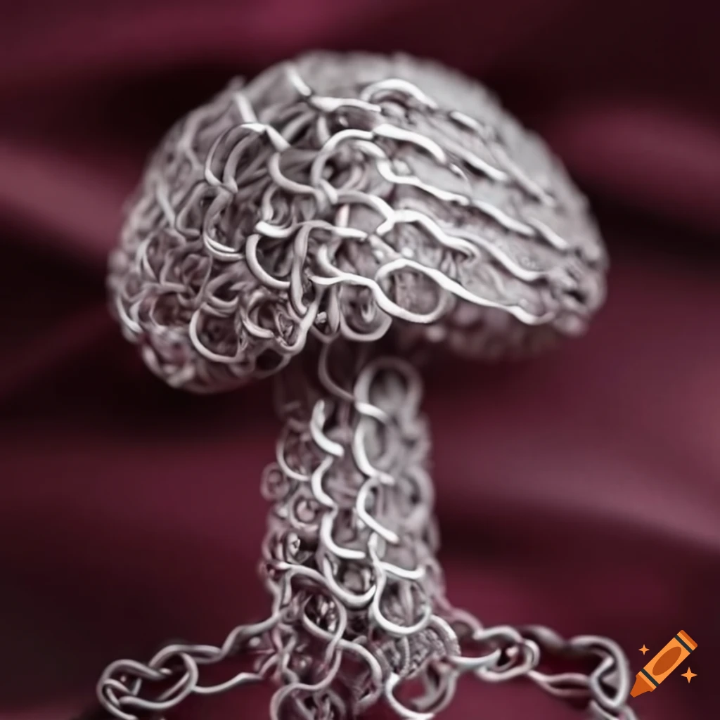 chainmail mushroom on bright silk