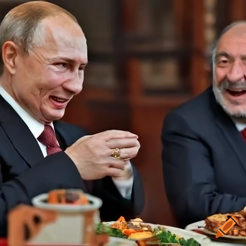 Photo of russian and armenian presidents enjoying barbecue on craiyon