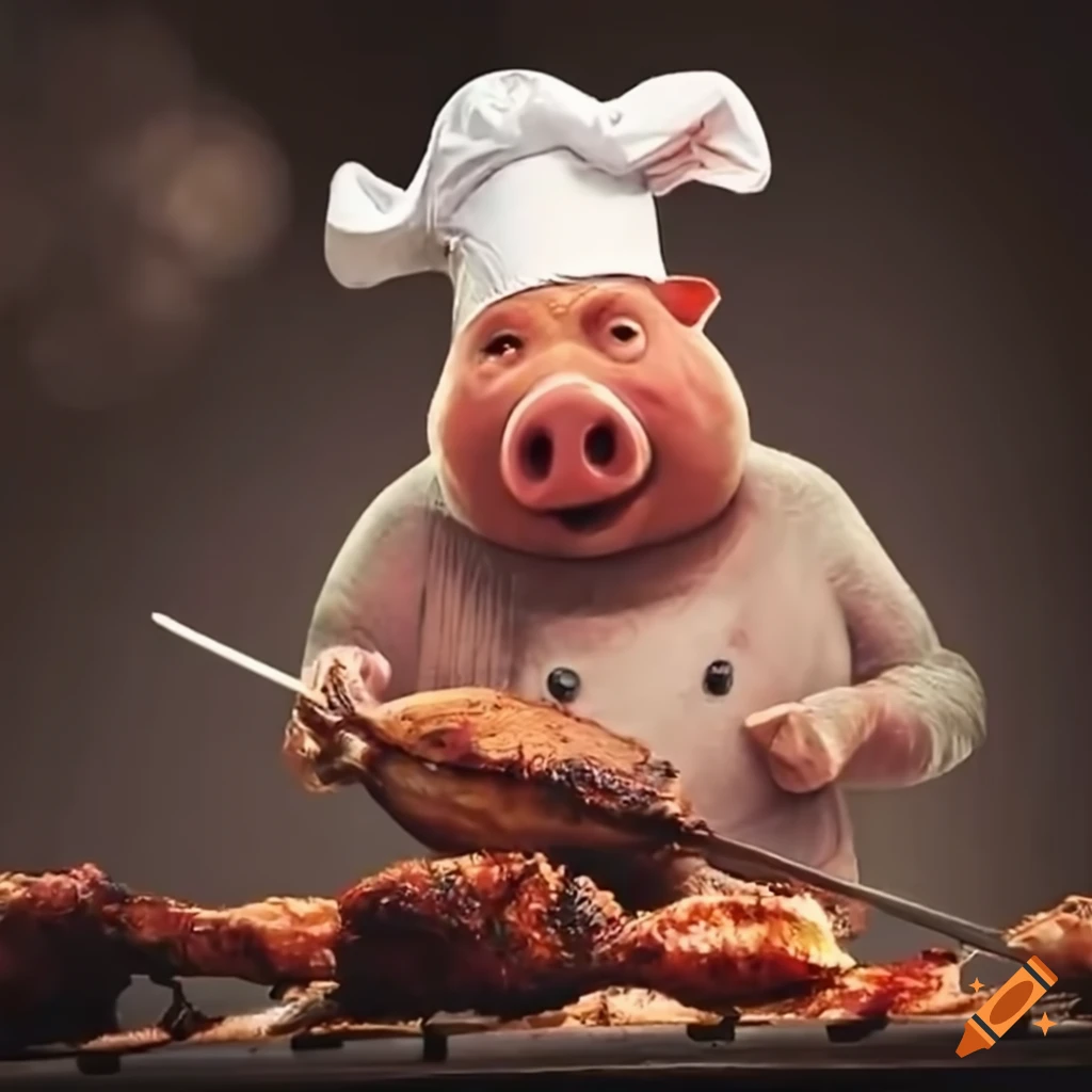 funny roasted pig