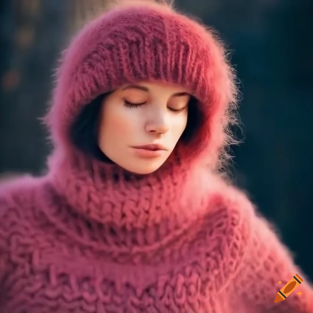 Woman skiing in a cozy and warm sweater on a snowy slope