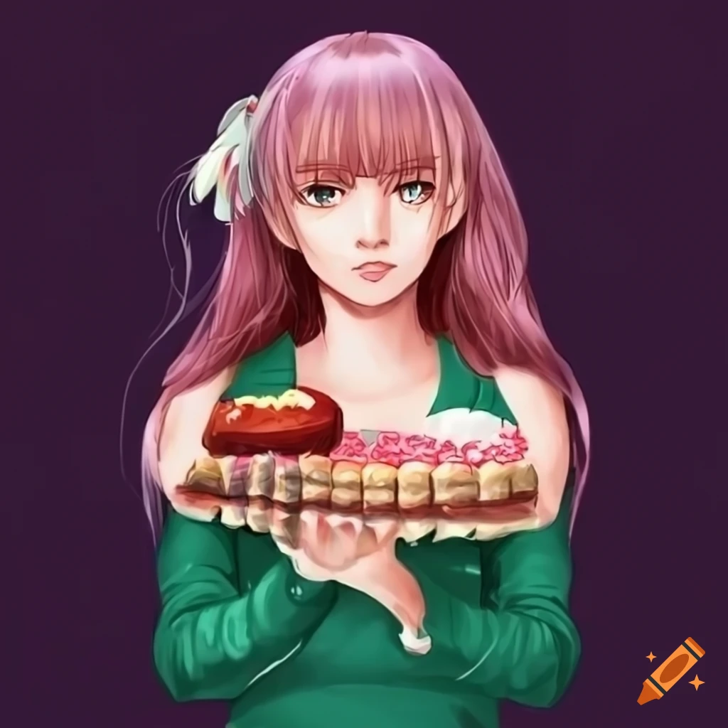 Girl, berries, cookies, dessert, anime, art, HD phone wallpaper | Peakpx