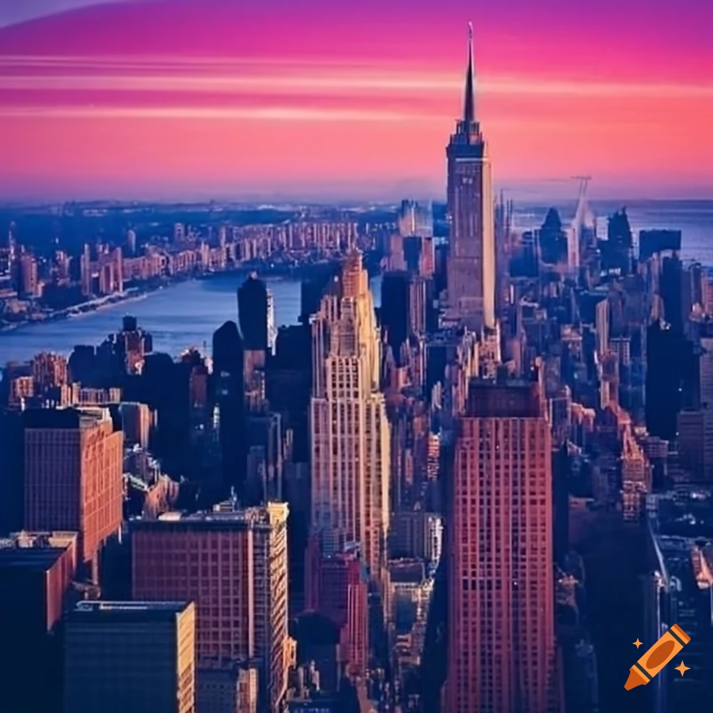Sunset View Of New York City On Craiyon