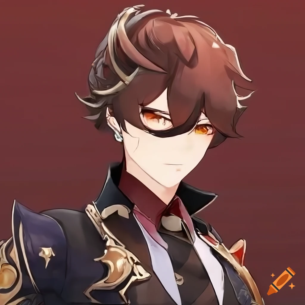 Image of a male genshin impact character with geo vision