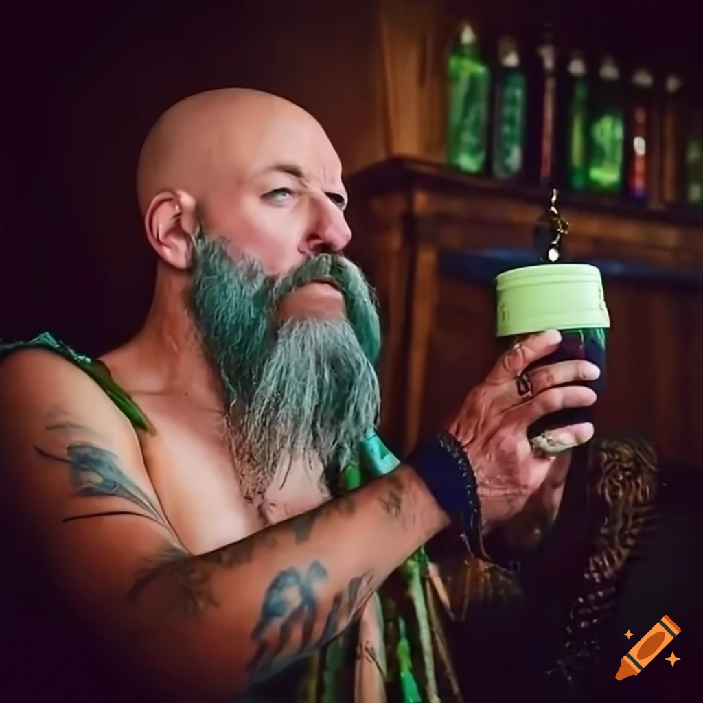 image of a bearded urban shaman with wine glass