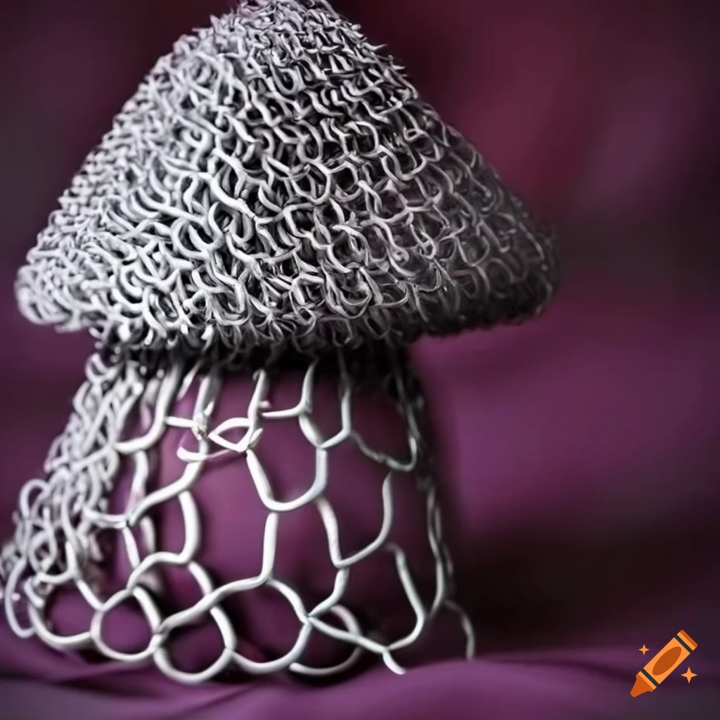 chain mail mushroom on silk