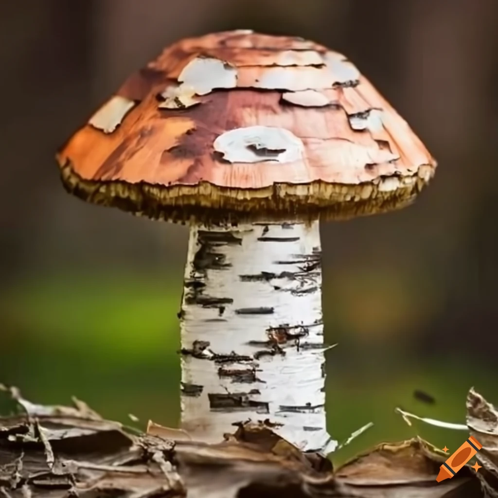 artistic birch bark mushroom sculpture