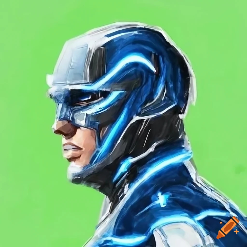 sketch art of a blue electric superhero