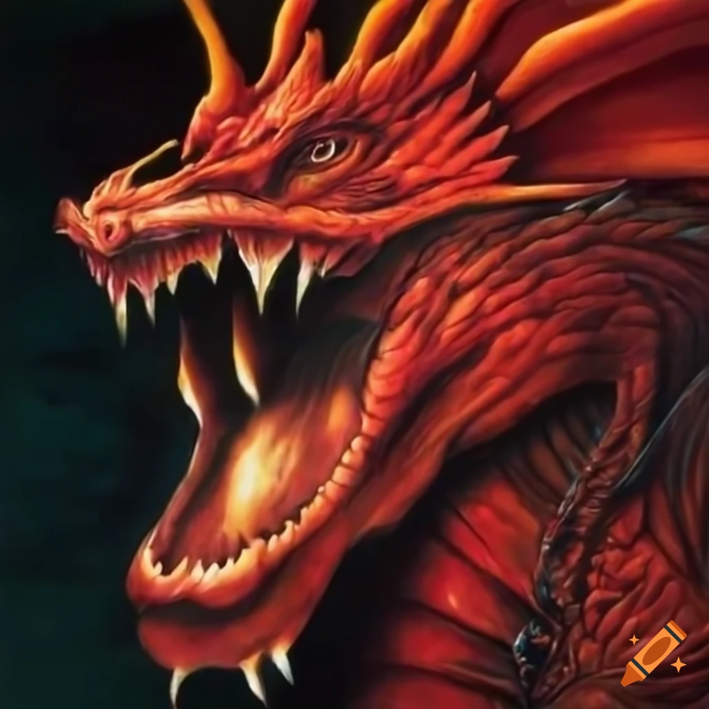 Painting of acheron the red dragon on Craiyon