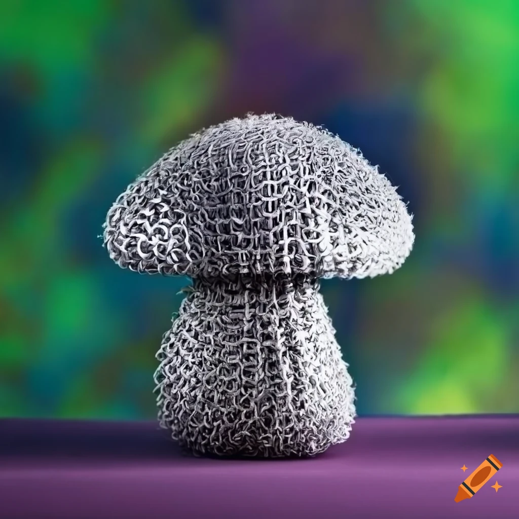 chainmail mushroom on silk fabric