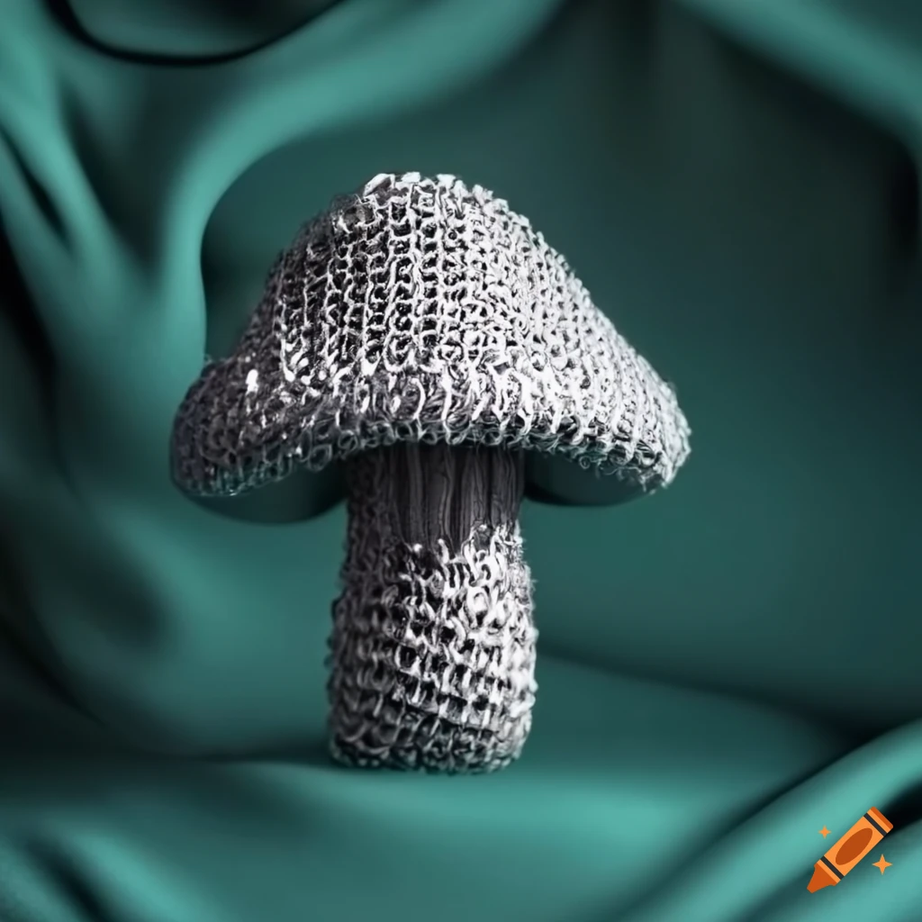 chain mail mushroom on silk fabric