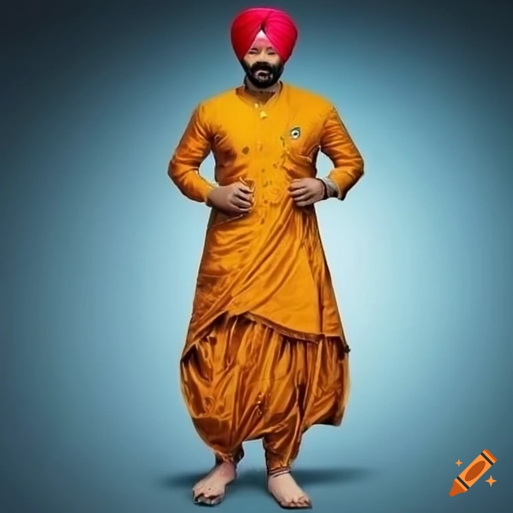 Detailed Image Of A Male Punjabi Traditional Dress On Craiyon
