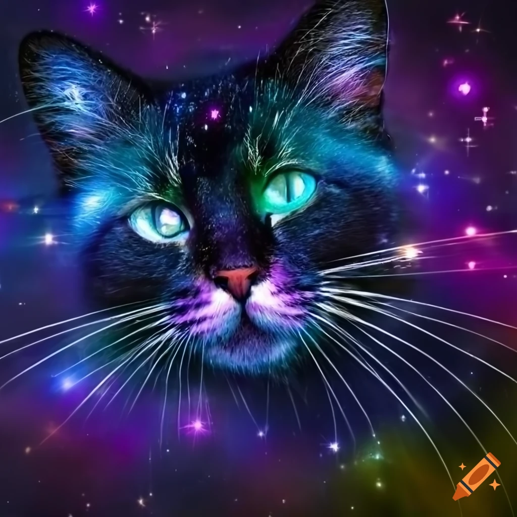 Ultra high definition wallpaper of a cat with multiple eyes in a galaxy  background on Craiyon