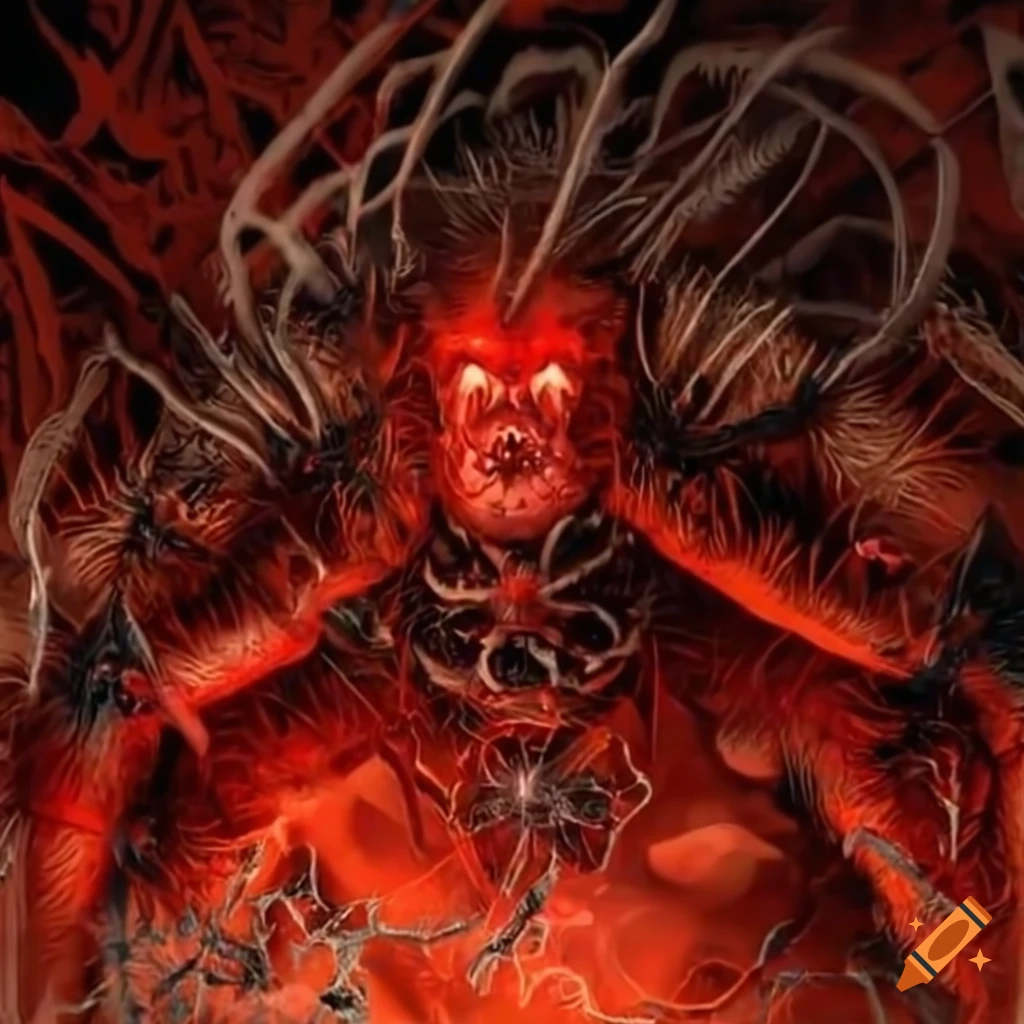 image of a red wizard conjuring spiders