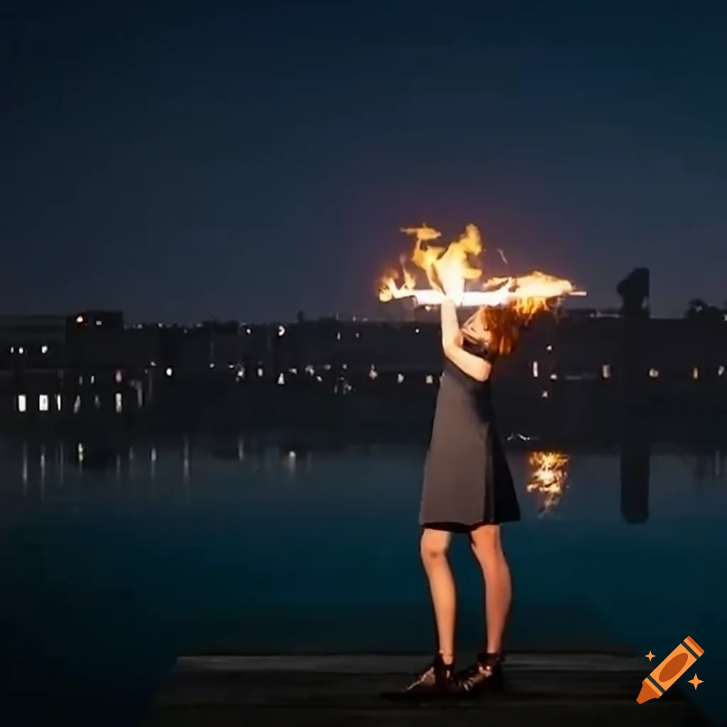 superhero with fire powers overlooking the city