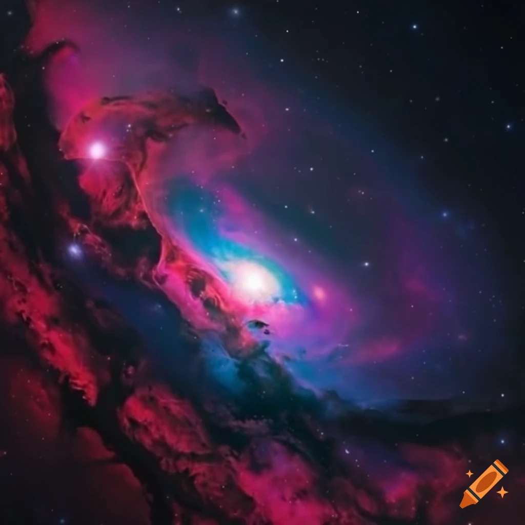 Hyper detailed space landscape with galaxies and nebulas