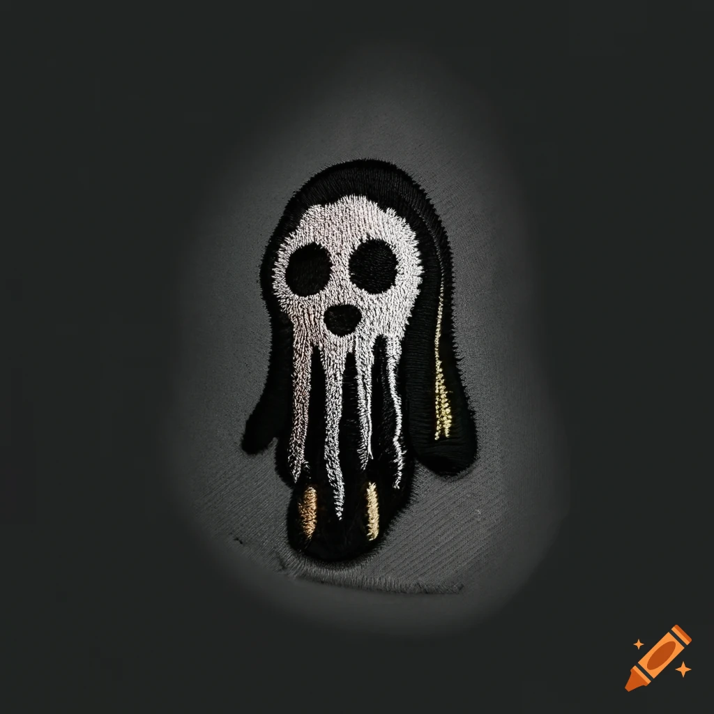noir graphic design patch with a ghost