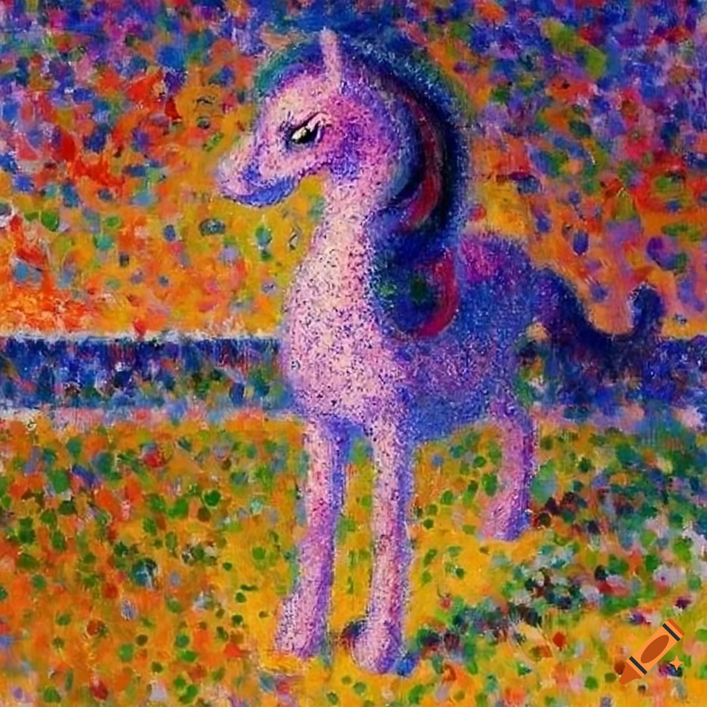Twilight sparkle painting in pointillism style
