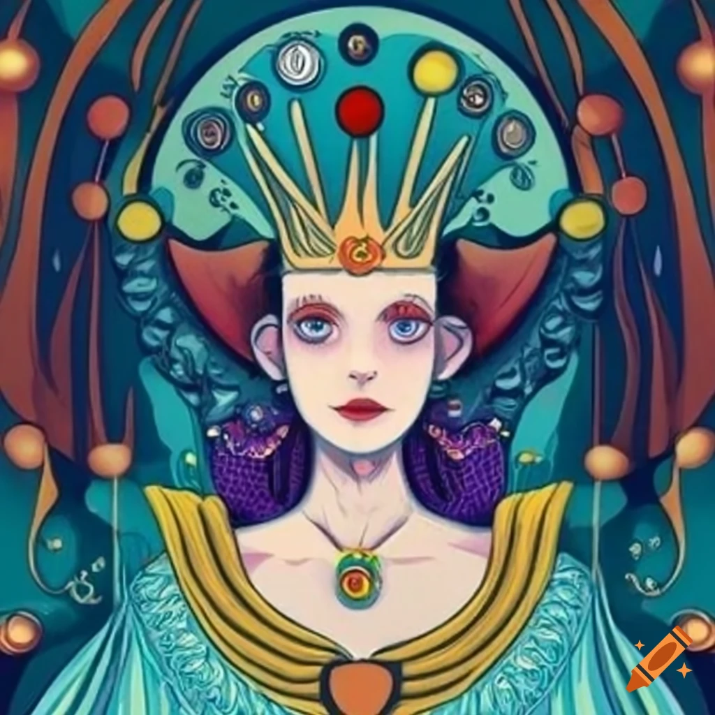 golden tarot card with Queen illustration