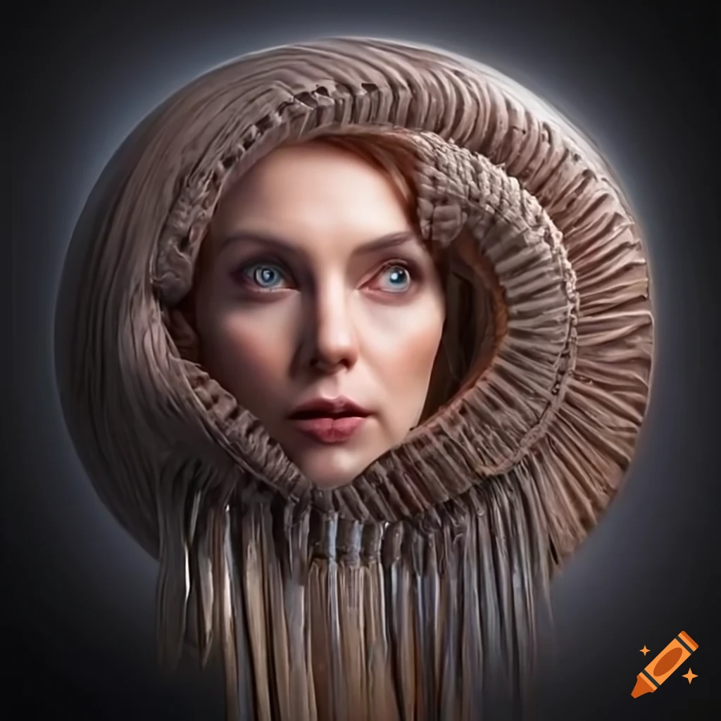 photorealistic sculpture of a woman sculpting the wheel of time