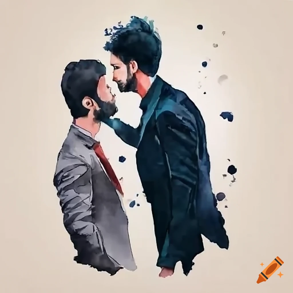 image of two men facing each other