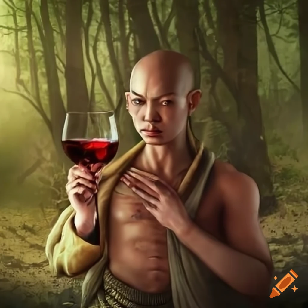 fantasy image of a monk practicing martial arts in a forest