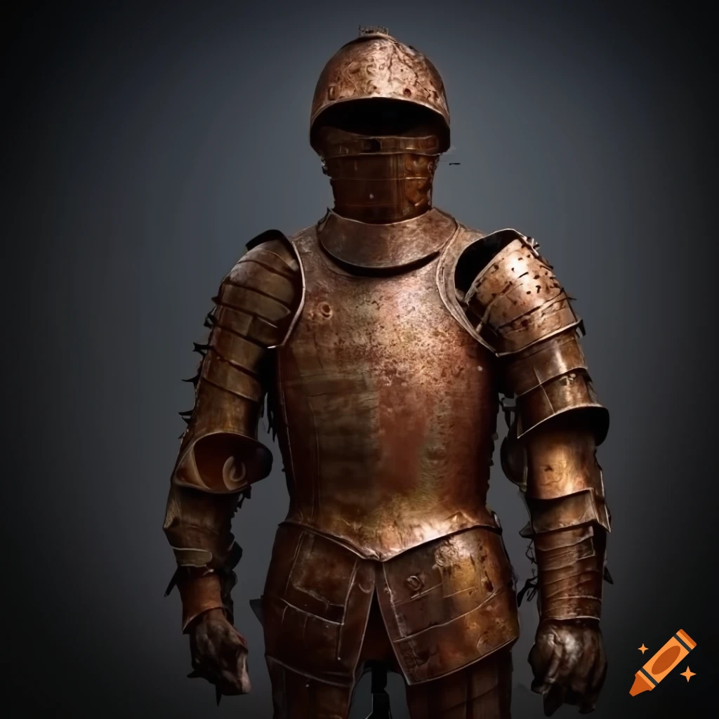 photorealistic rusty suit of armor