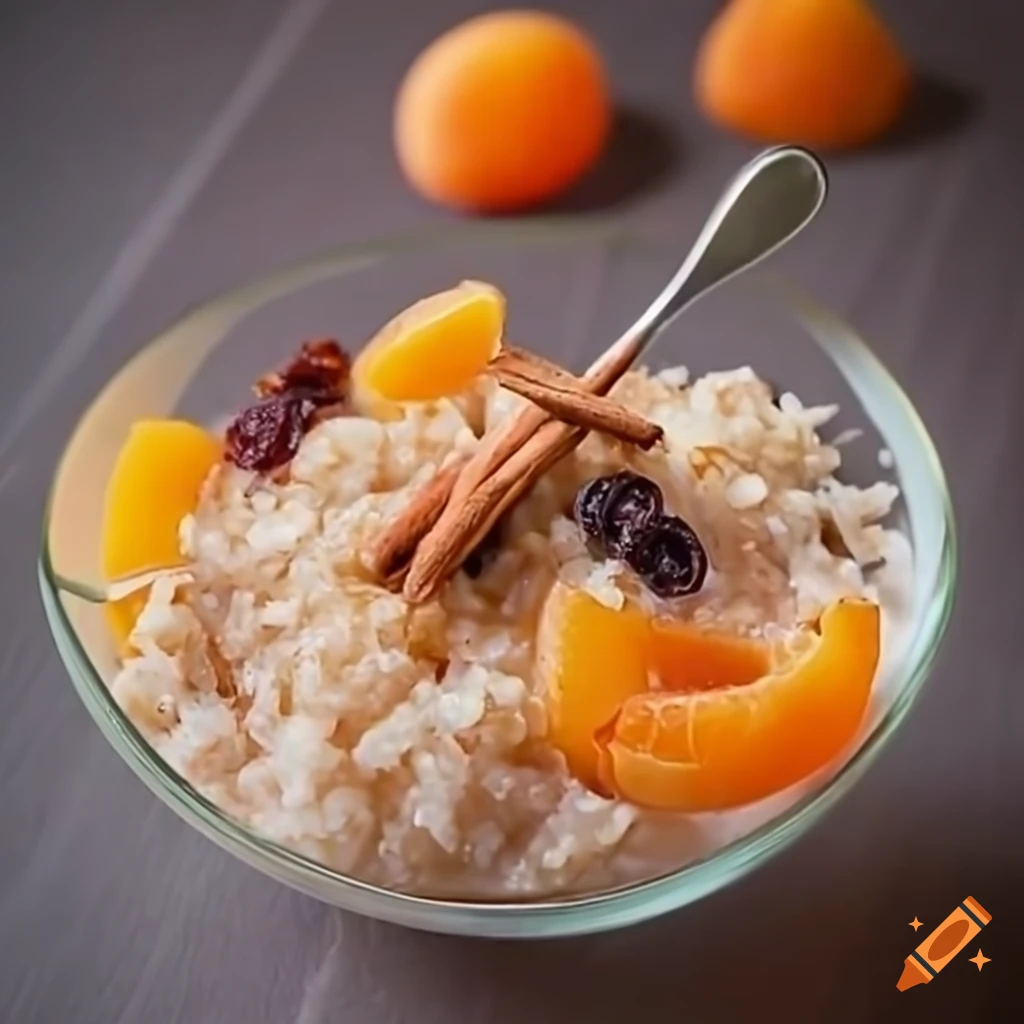 Delicious cinnamon and nutmeg rice pudding in a glass bowl