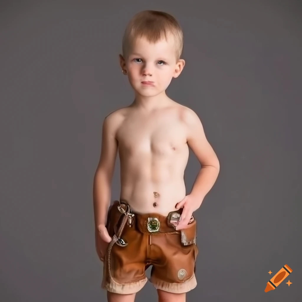 Young bavarian toddler boy in traditional leather shorts on Craiyon