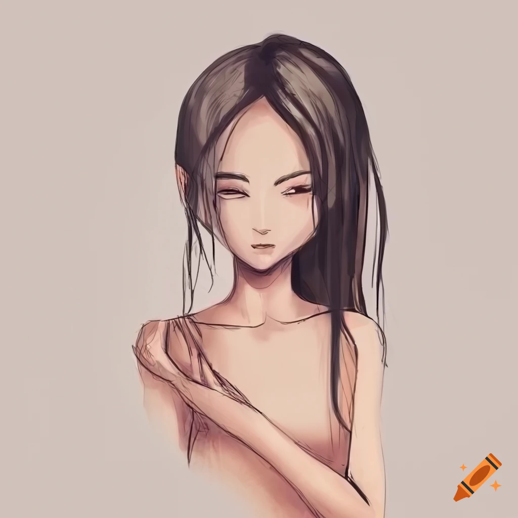 sketch of a mindful girl holding a dagger