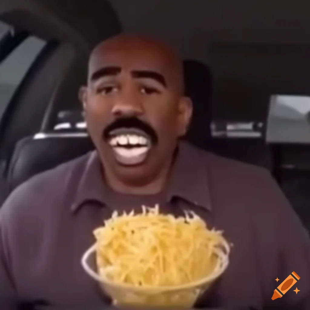 Funny footage of steve harvey eating cheese on doorstep on Craiyon