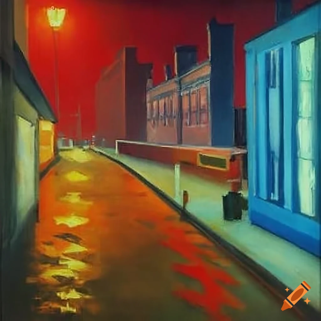 Painting of a night scene outside a tesco metro on Craiyon