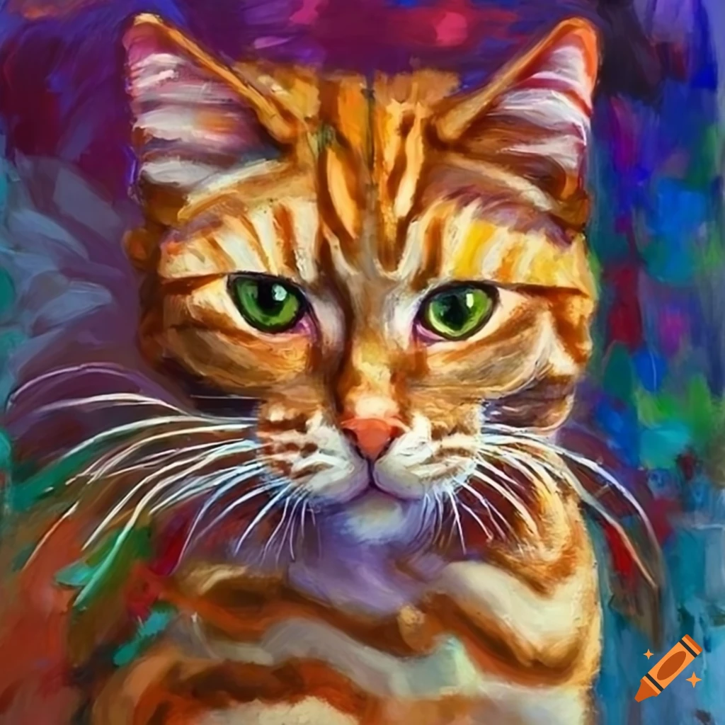 Impressionist painting of a ginger cat's face
